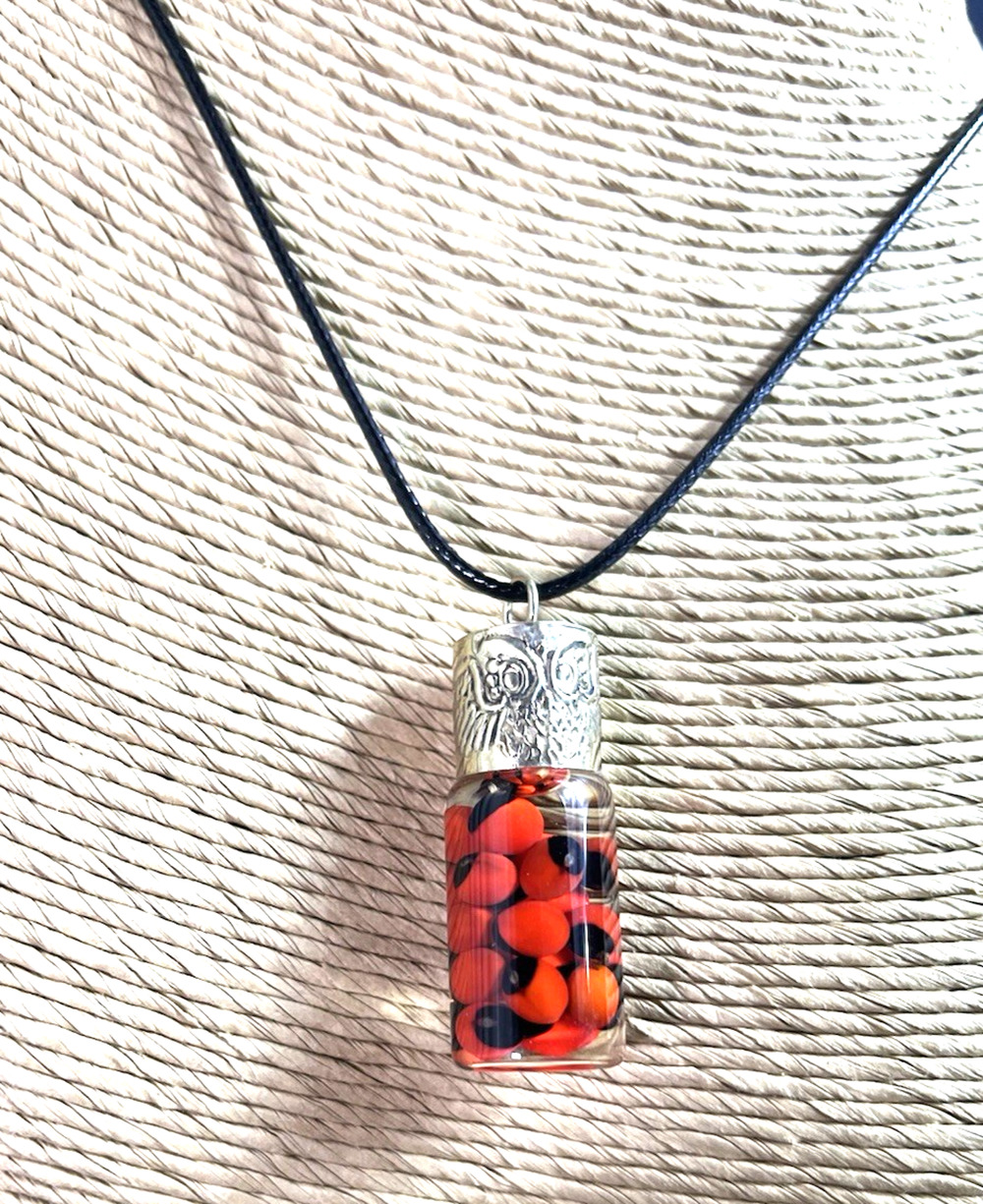 Huayruro Red & Black Bottle Pendant Necklace 1.5” Length